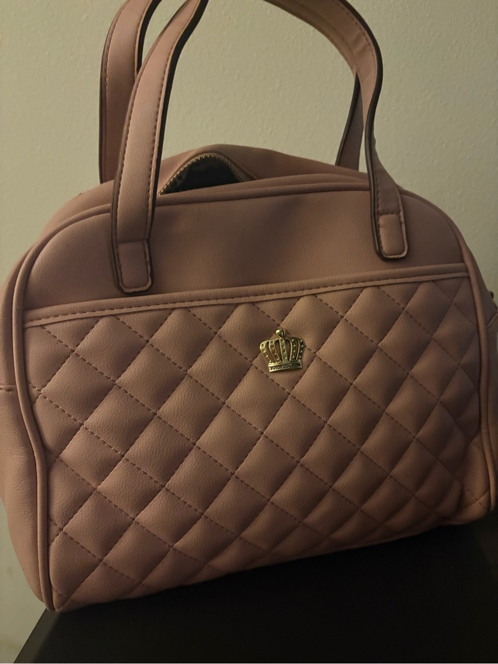 Juicy Couture Quilted Tote with Gold Crown Accent - Blush